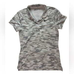 Nike Women’s Grey and White Camo Golf Polo
